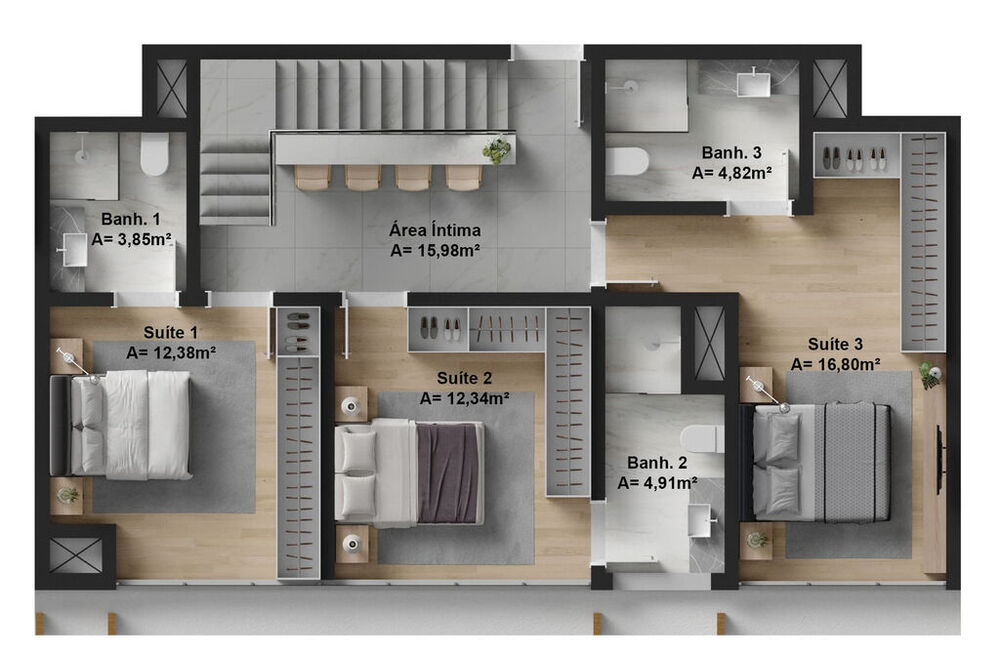 Apartamento, 3 quartos, 140 m² - Foto 2