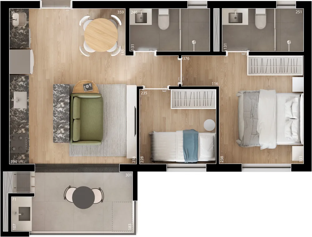 Apartamento, 2 quartos, 56 m² - Foto 7
