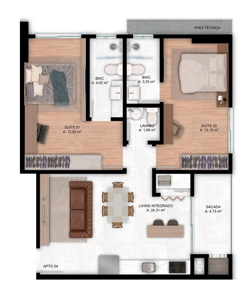 Apartamento, 1 quarto, 54 m² - Foto 7