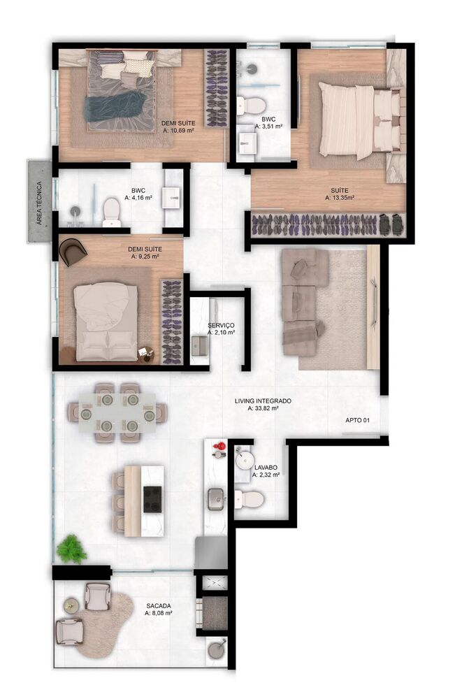 Apartamento, 1 quarto, 54 m² - Foto 8