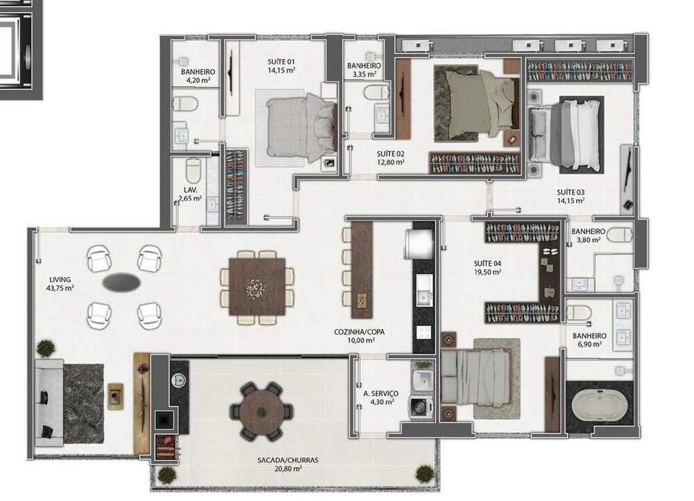 Apartamento, 3 quartos, 146 m² - Foto 4