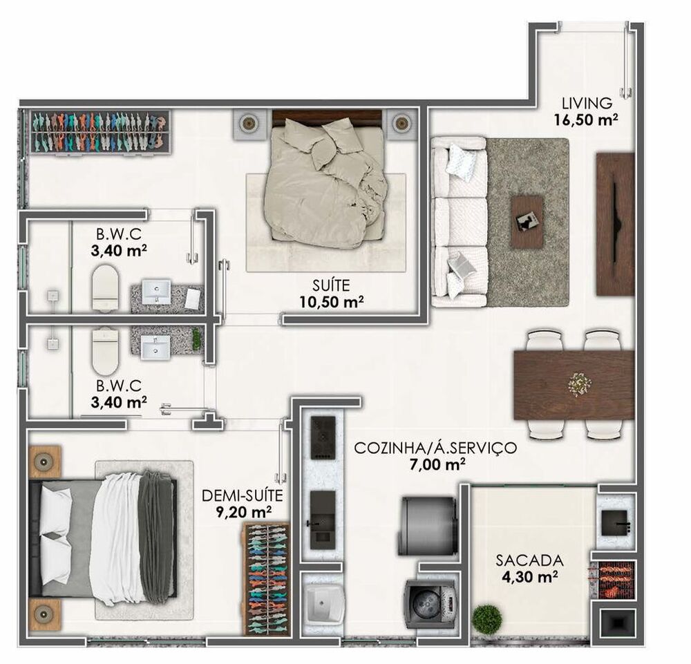 Apartamento, 2 quartos, 62 m² - Foto 2