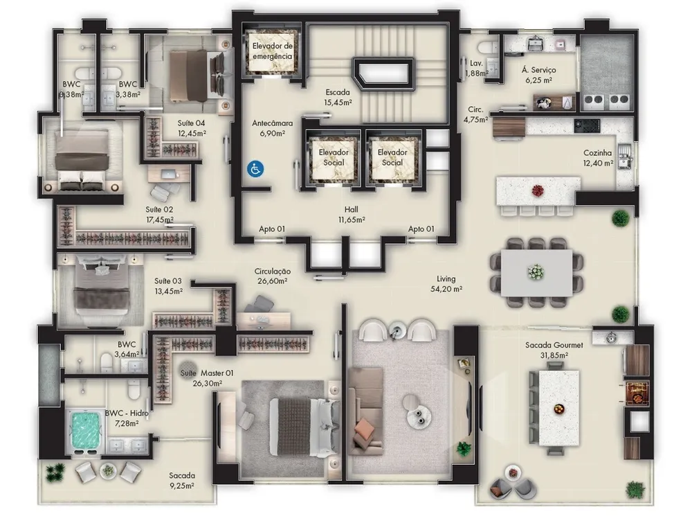 Apartamento, 4 quartos, 259 m² - Foto 2