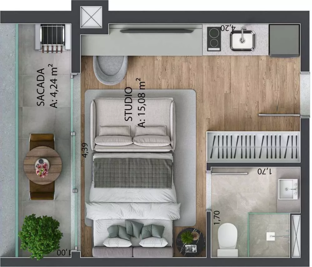 Cobertura, 1 quarto, 83 m² - Foto 4