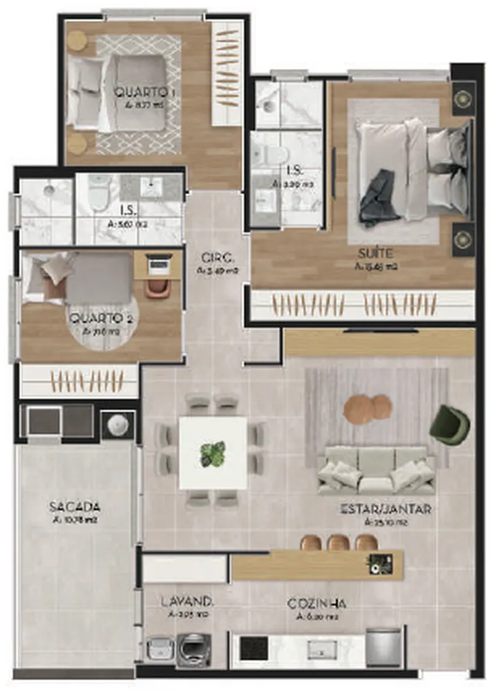 Apartamento, 3 quartos, 94 m² - Foto 3