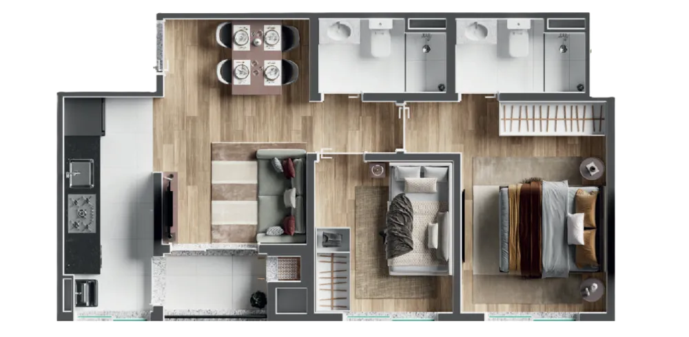 Apartamento, 2 quartos, 46 m² - Foto 1