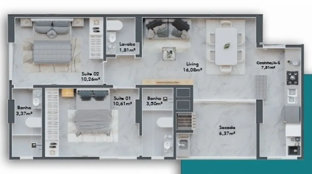 Apartamento, 2 quartos, 69 m² - Foto 1