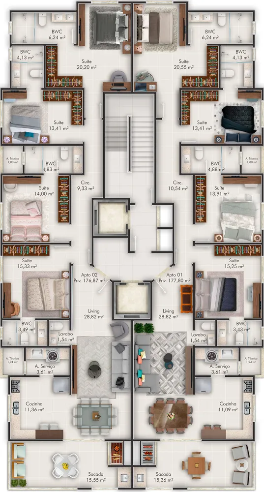 Apartamento, 3 quartos, 127 m² - Foto 3
