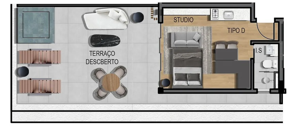 Apartamento, 1 quarto, 22 m² - Foto 2