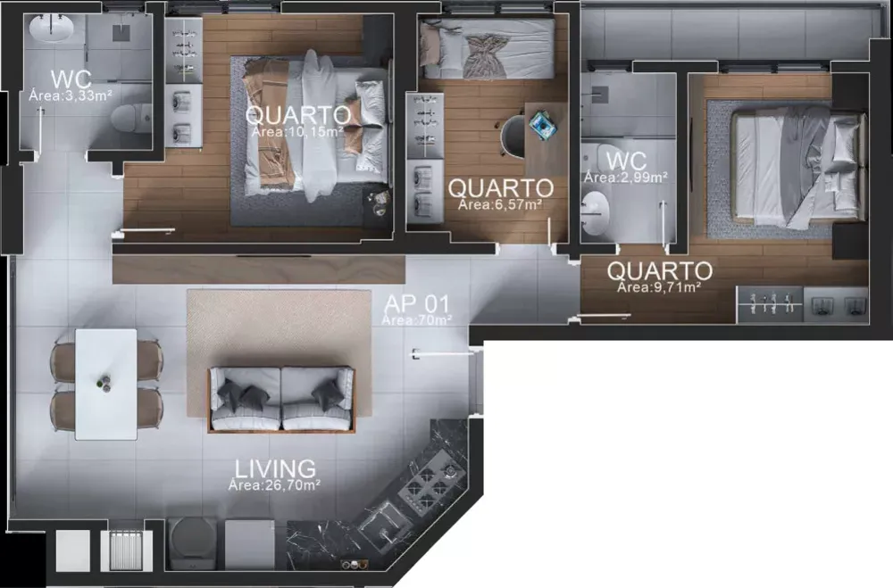 Apartamento, 3 quartos, 69 m² - Foto 12