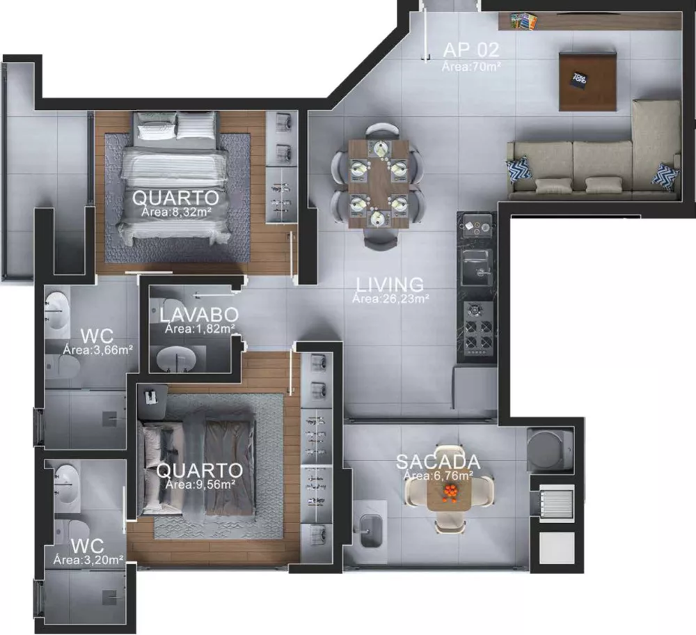 Apartamento, 3 quartos, 69 m² - Foto 1