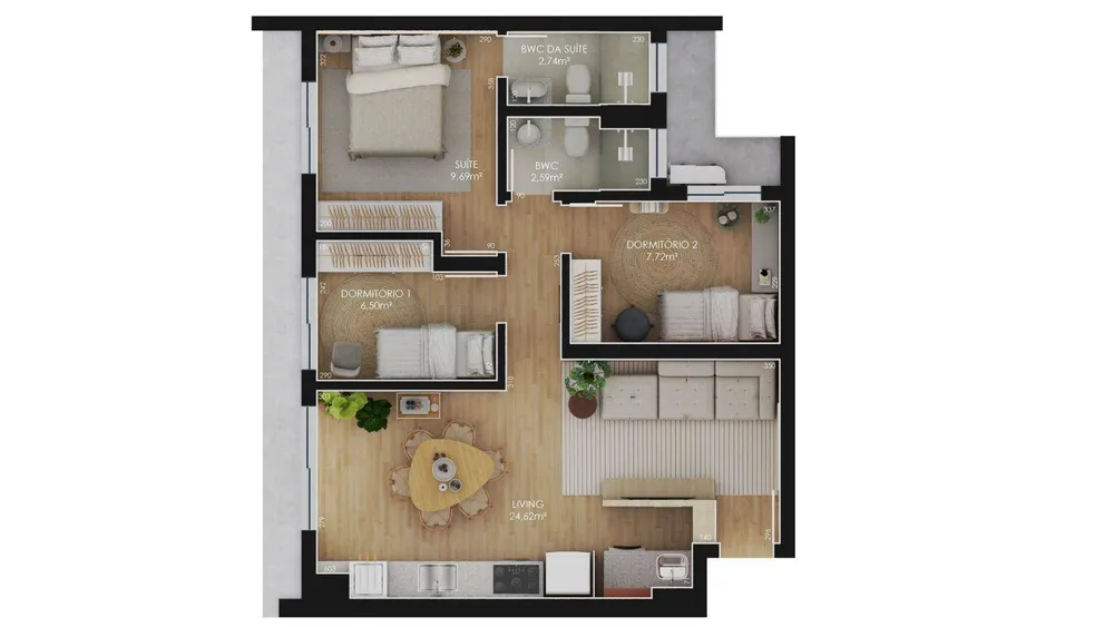 Apartamento, 3 quartos, 74 m² - Foto 3