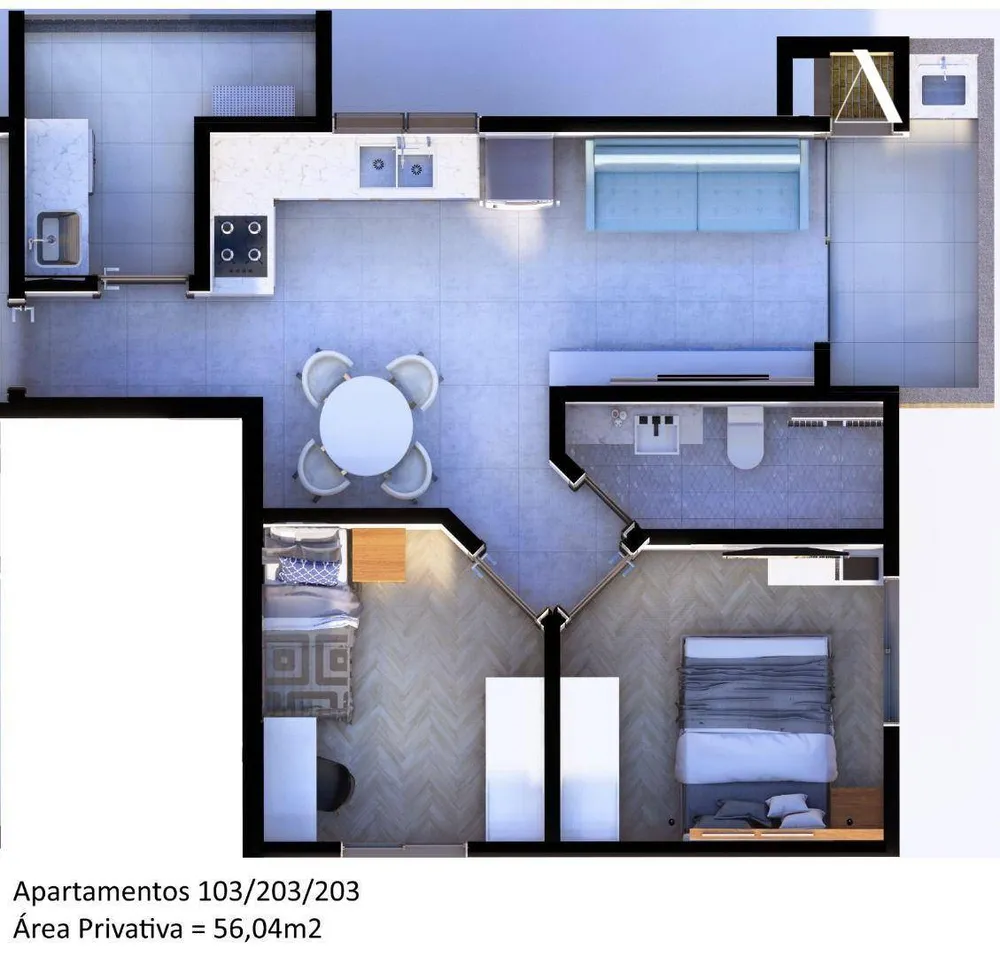 Apartamento, 2 quartos, 56 m² - Foto 2