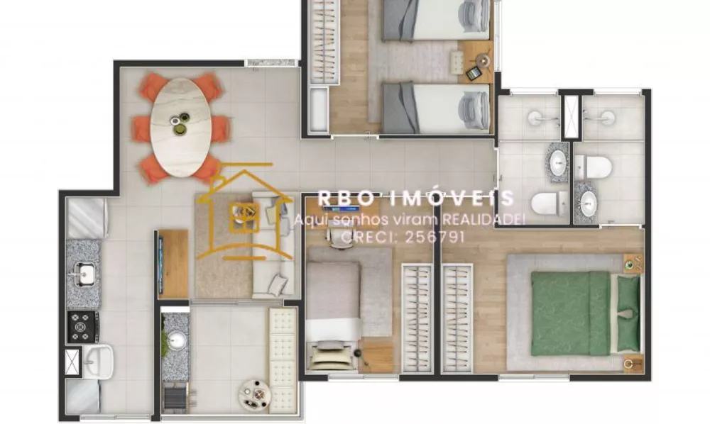 Apartamento, 3 quartos, 61 m² - Foto 2