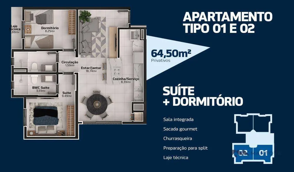 Apartamento, 2 quartos, 64 m² - Foto 7