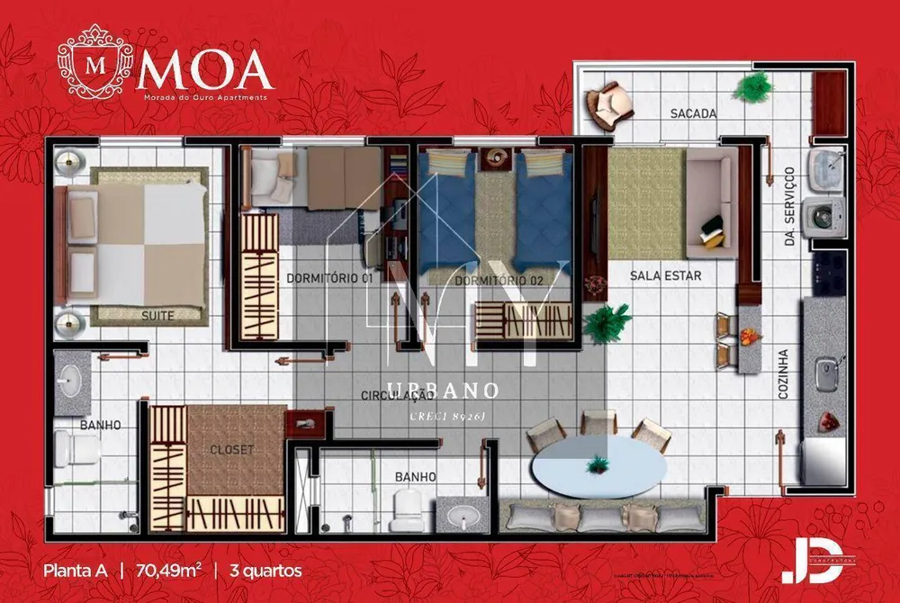 Apartamento, 3 quartos, 69 m² - Foto 3