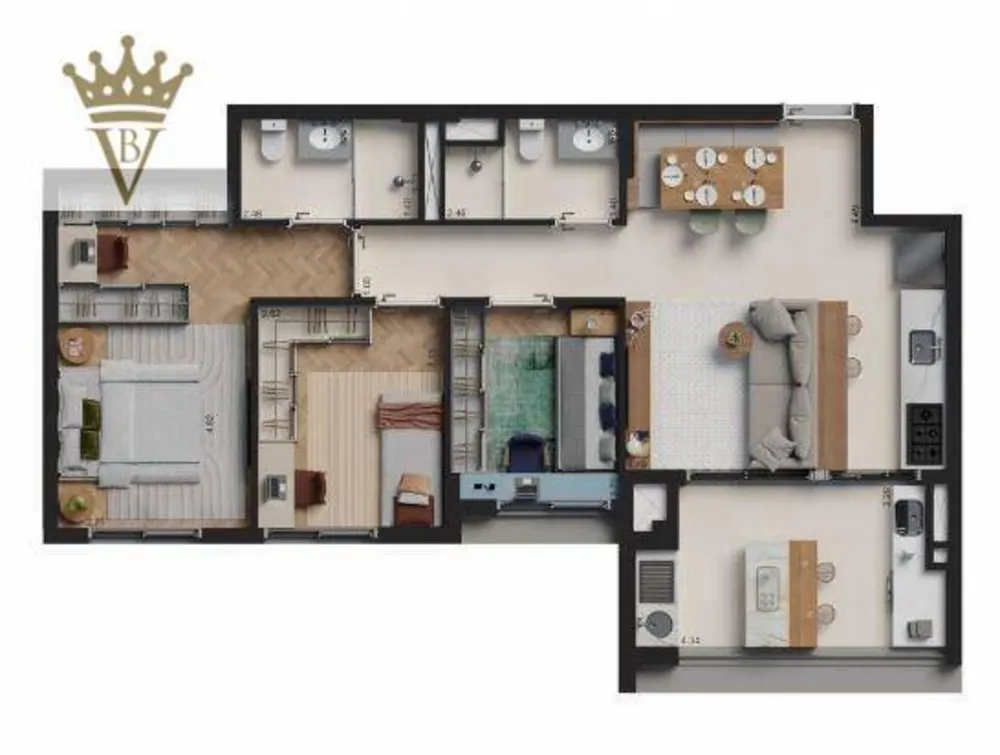 Apartamento, 3 quartos, 83 m² - Foto 1