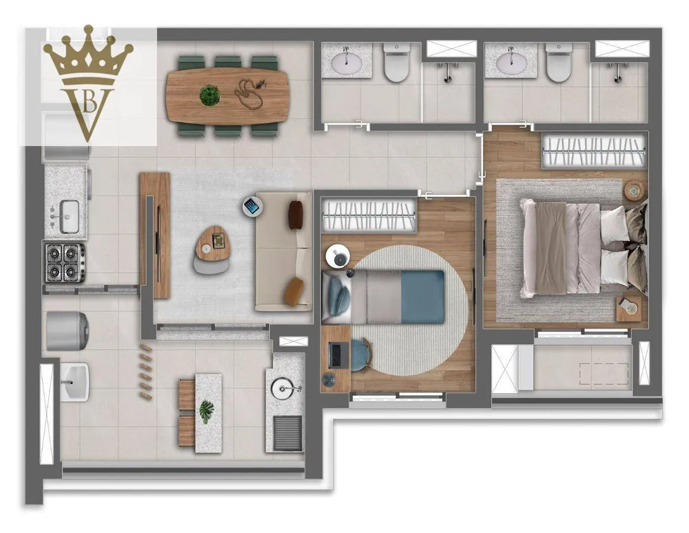 Apartamento, 2 quartos, 61 m² - Foto 2