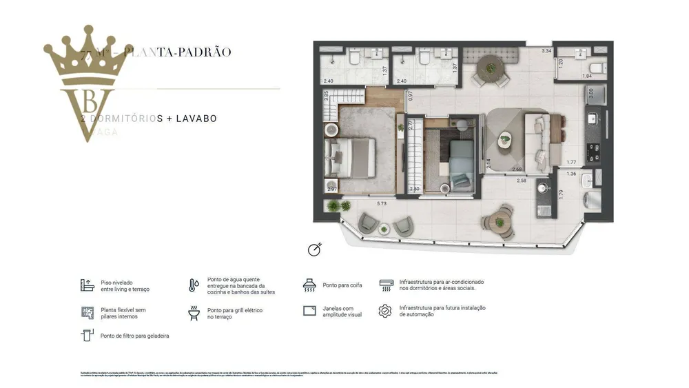 Apartamento, 2 quartos, 77 m² - Foto 4