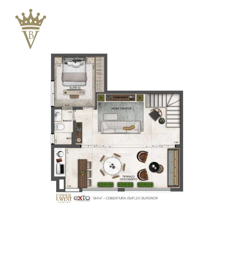 Cobertura, 3 quartos, 164 m² - Foto 1