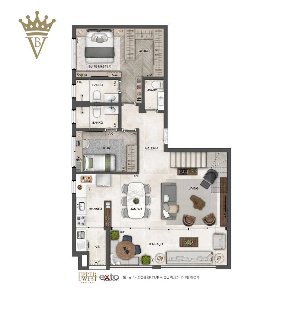 Cobertura, 3 quartos, 164 m² - Foto 4
