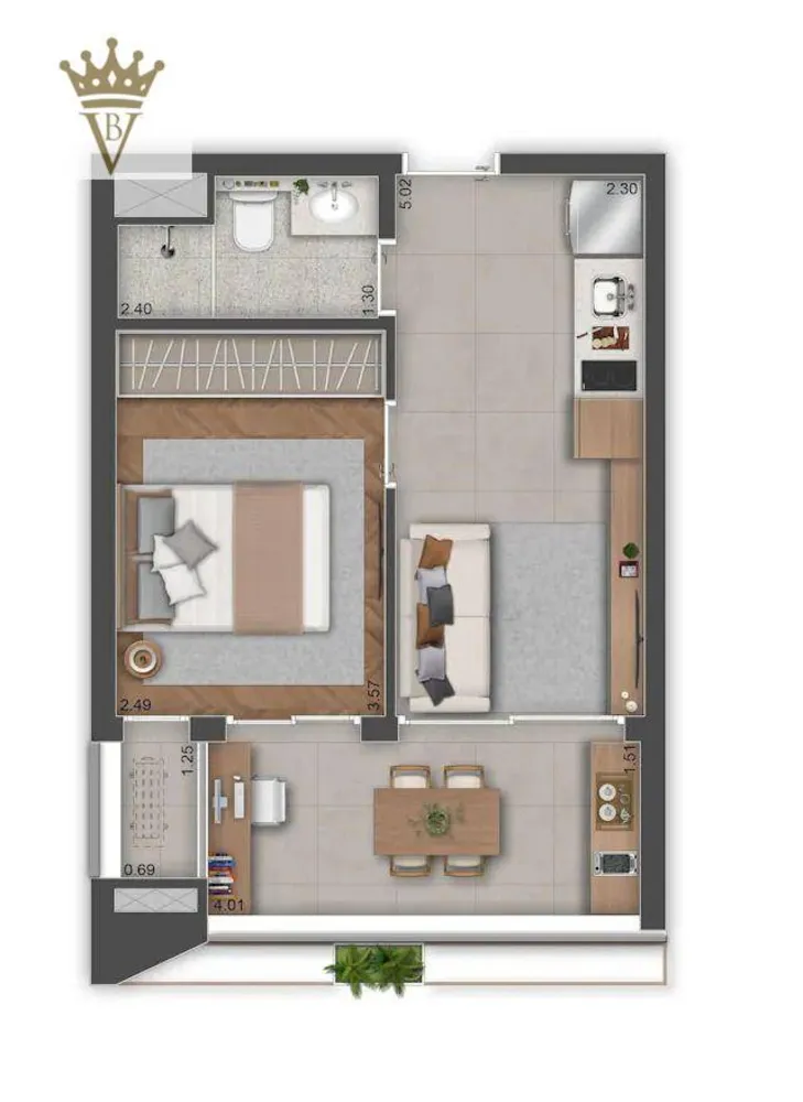 Apartamento, 1 quarto, 38 m² - Foto 3