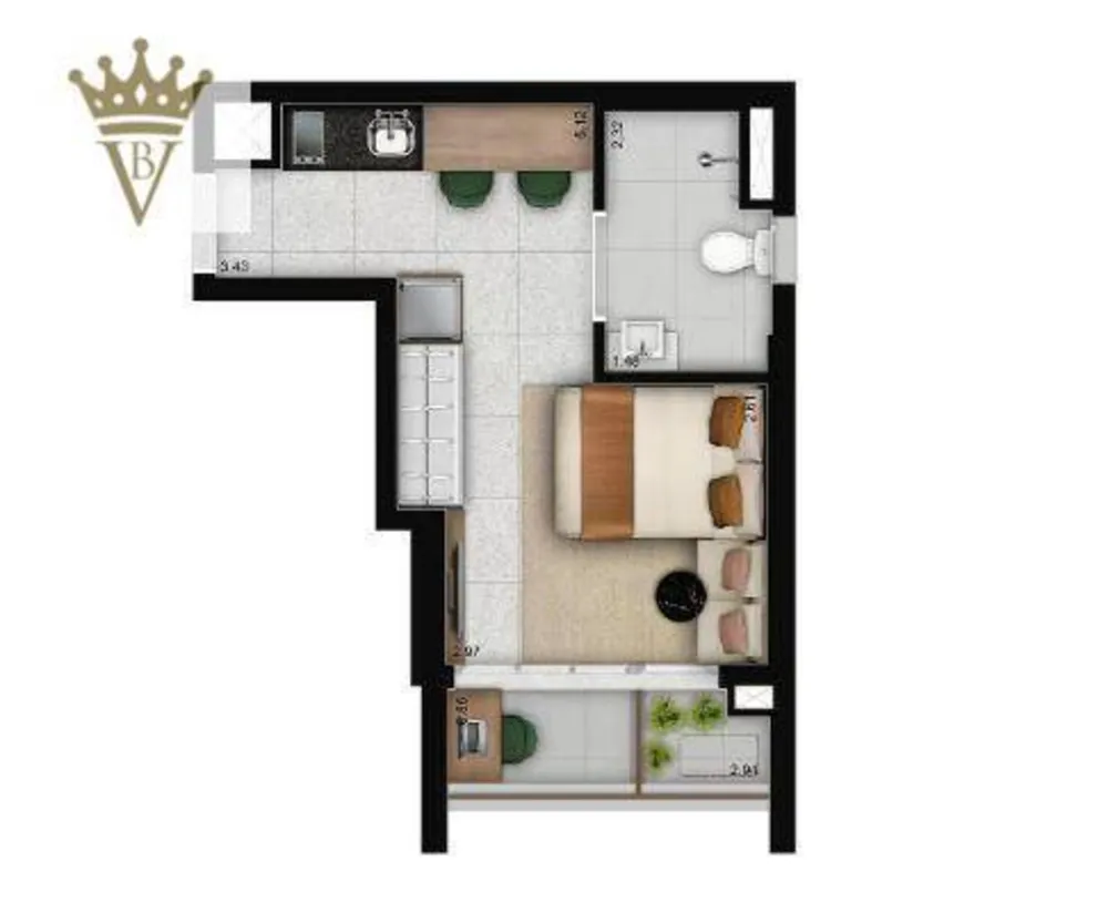 Kitnet-Studio, 23 m² - Foto 1