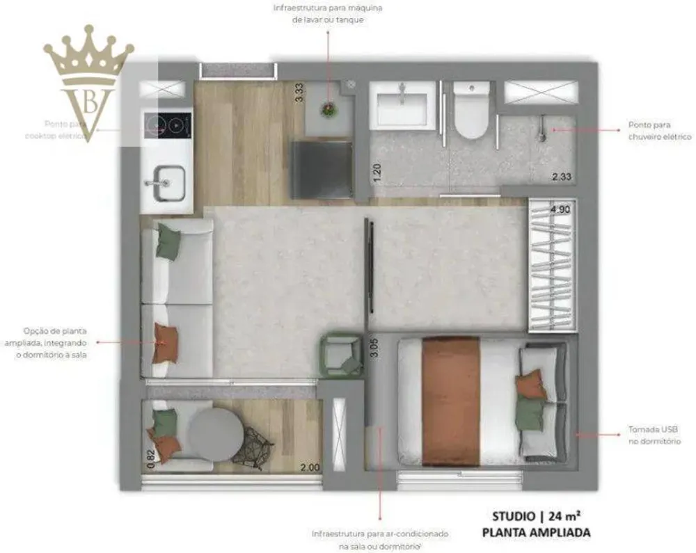 Kitnet-Studio, 24 m² - Foto 8