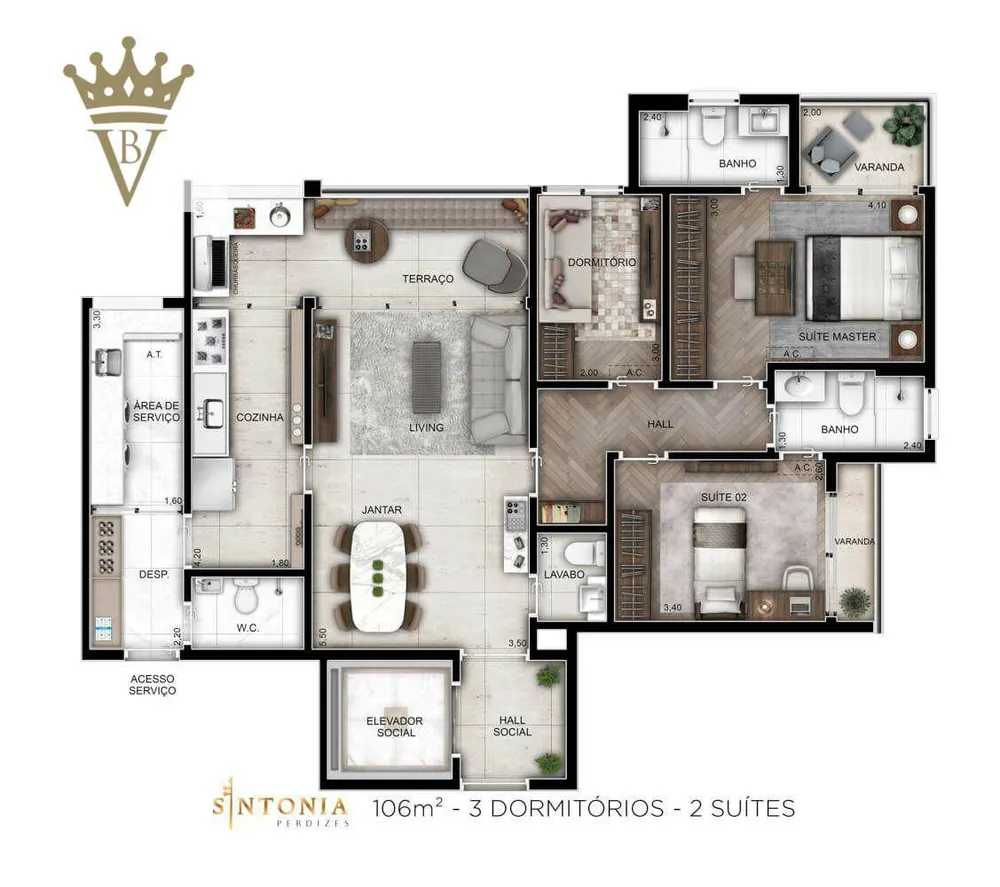 Apartamento, 3 quartos, 106 m² - Foto 6