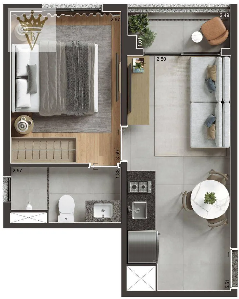 Apartamento, 1 quarto, 26 m² - Foto 7