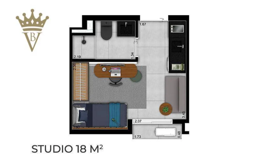 Kitnet-Studio, 17 m² - Foto 3