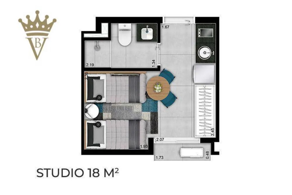 Kitnet-Studio, 17 m² - Foto 2