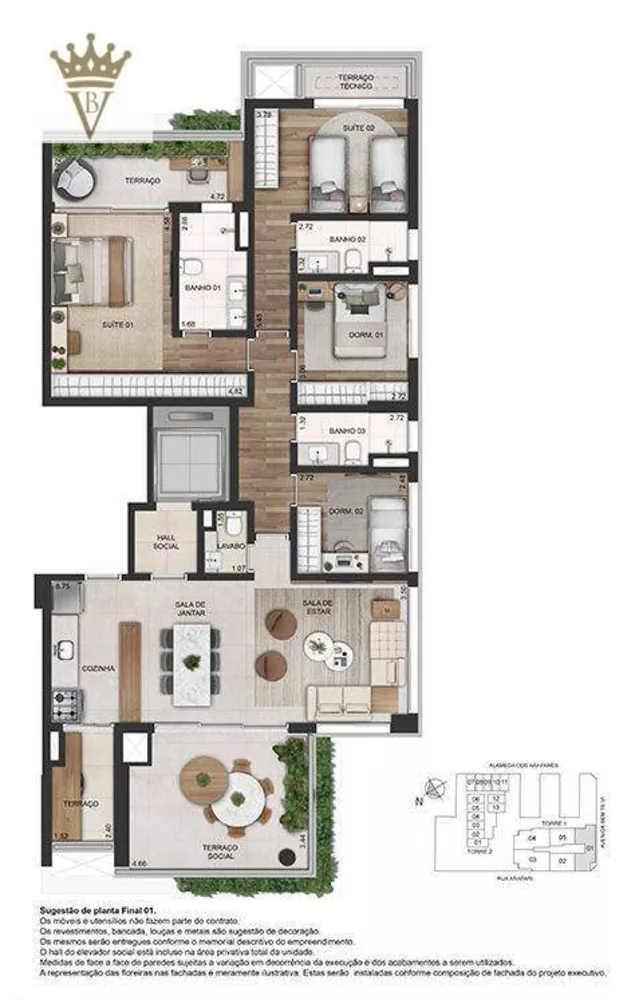 Apartamento à venda com 4 quartos, 148m² - Foto 1