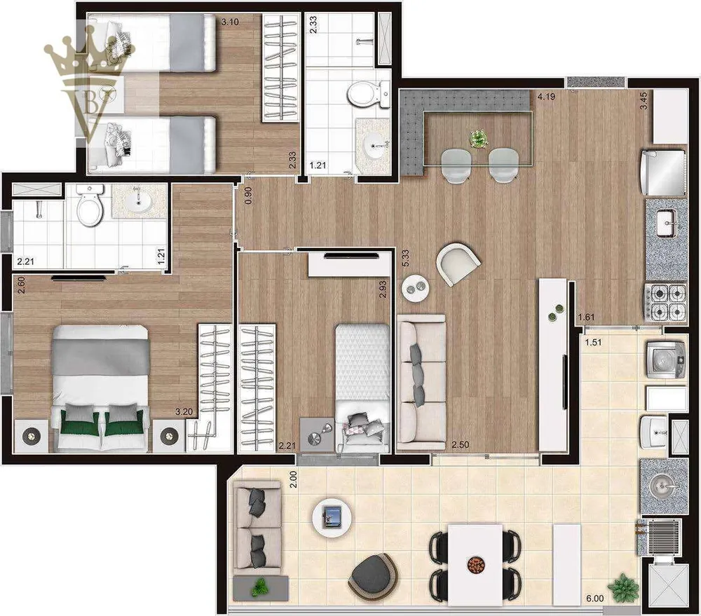 Apartamento, 3 quartos, 76 m² - Foto 2