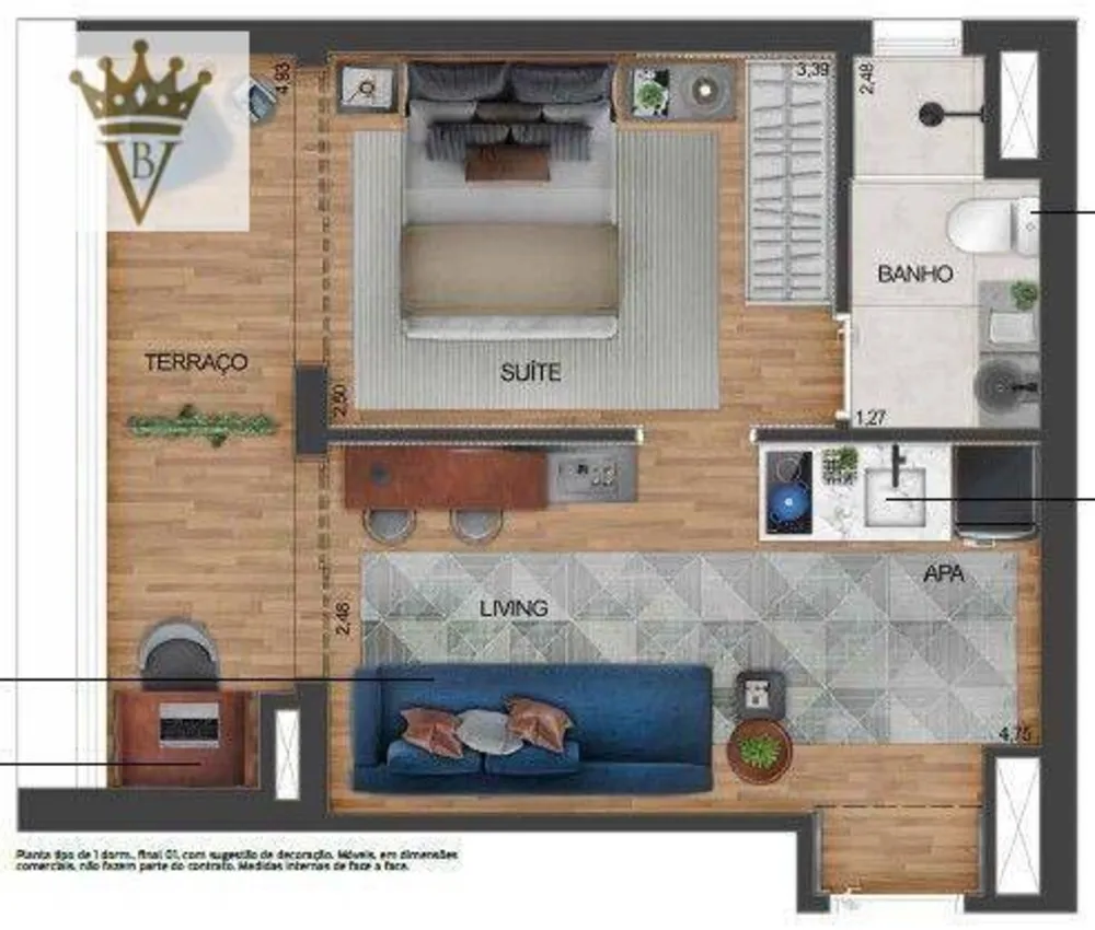 Apartamento, 1 quarto, 35 m² - Foto 12