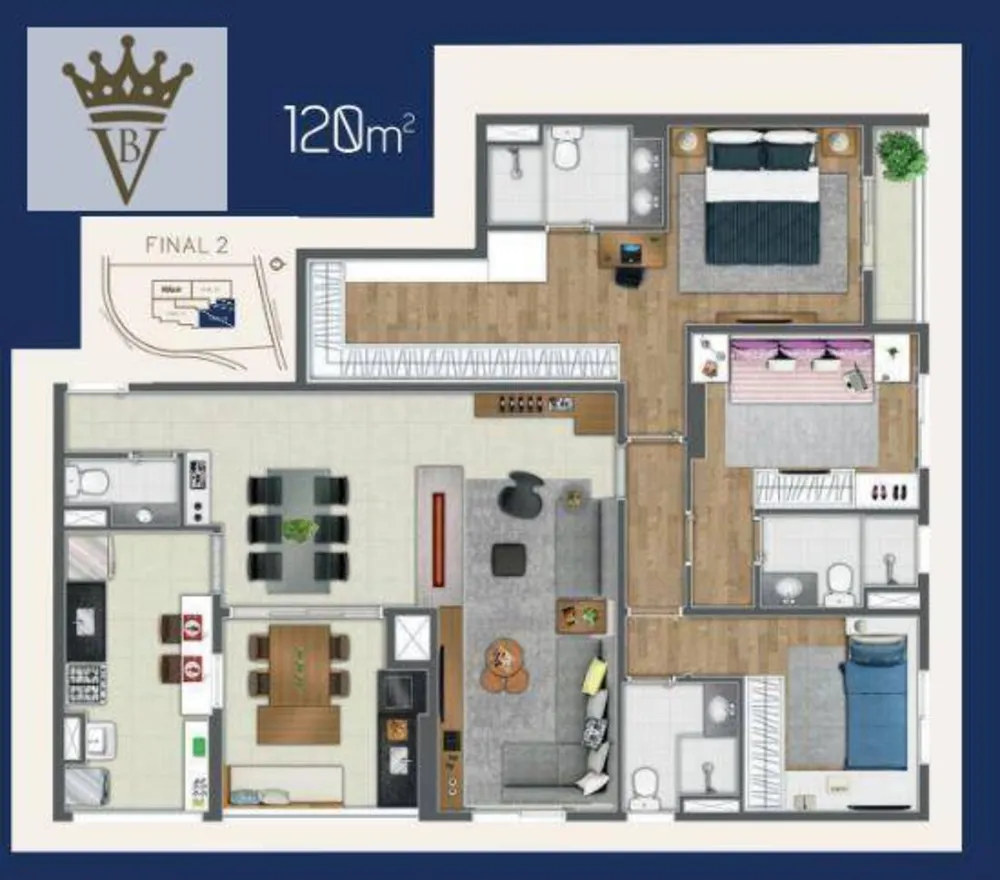 Apartamento, 3 quartos, 120 m² - Foto 3