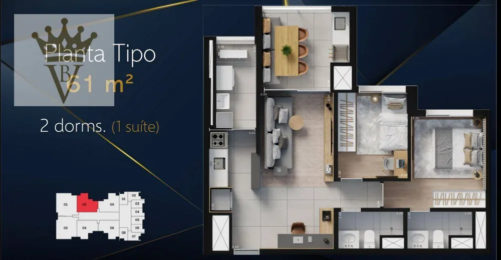 Apartamento, 2 quartos, 61 m² - Foto 2