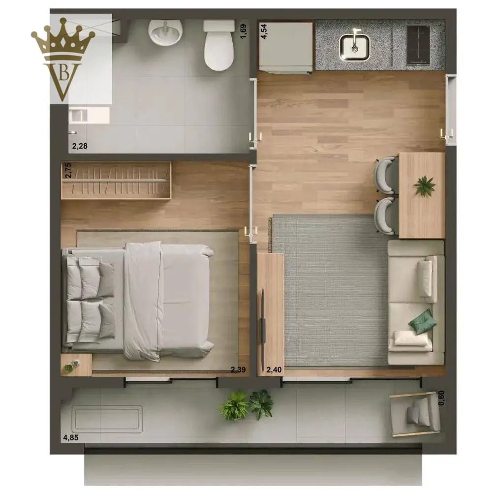 Kitnet-Studio, 24 m² - Foto 3