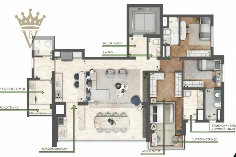 Apartamento, 3 quartos, 133 m² - Foto 12