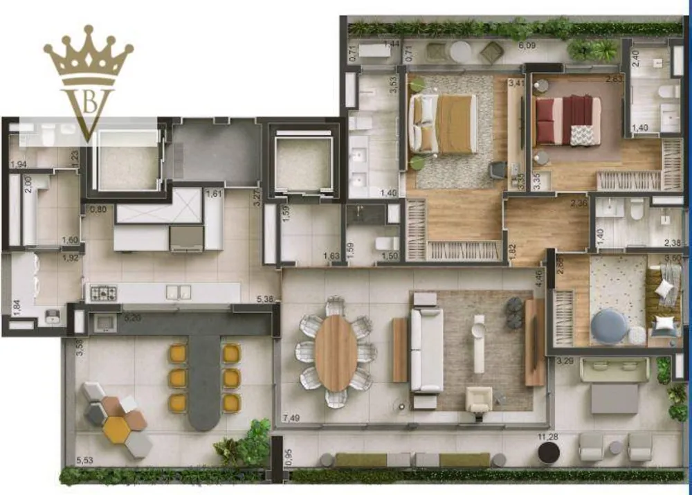 Apartamento, 3 quartos, 207 m² - Foto 1