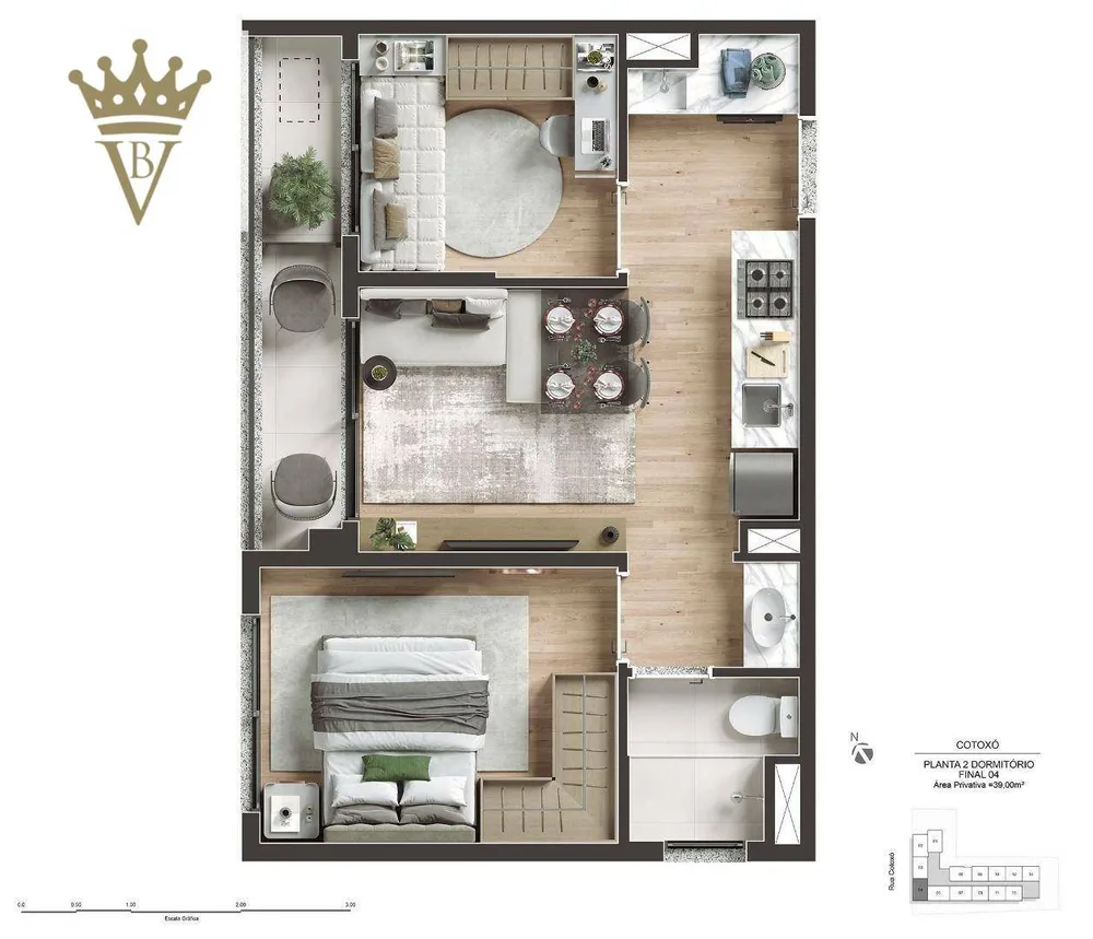 Apartamento, 2 quartos, 39 m² - Foto 3