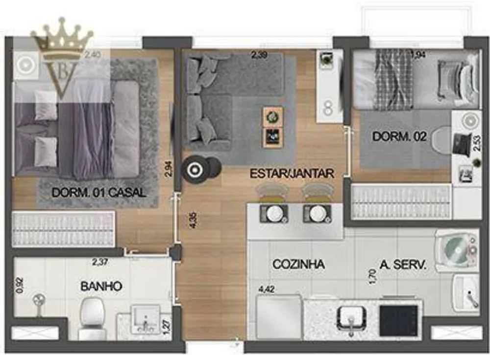 Apartamento, 2 quartos, 33 m² - Foto 12