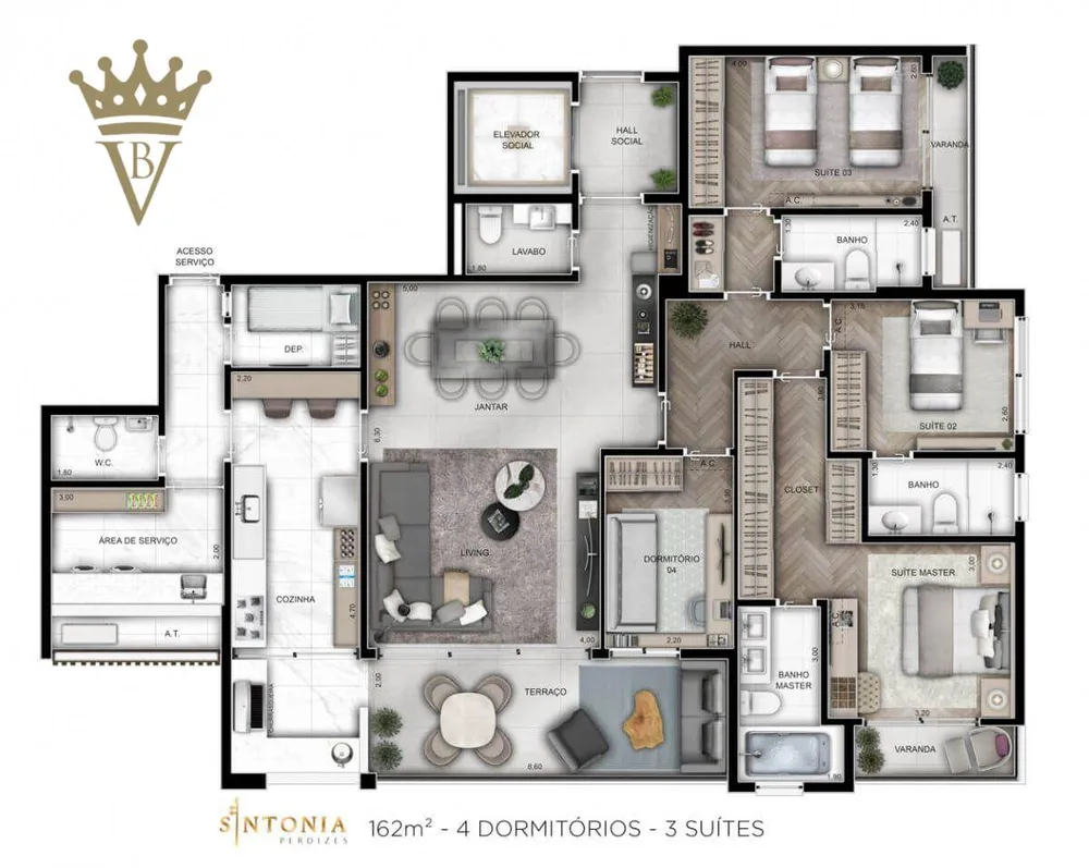 Apartamento, 4 quartos, 222 m² - Foto 1