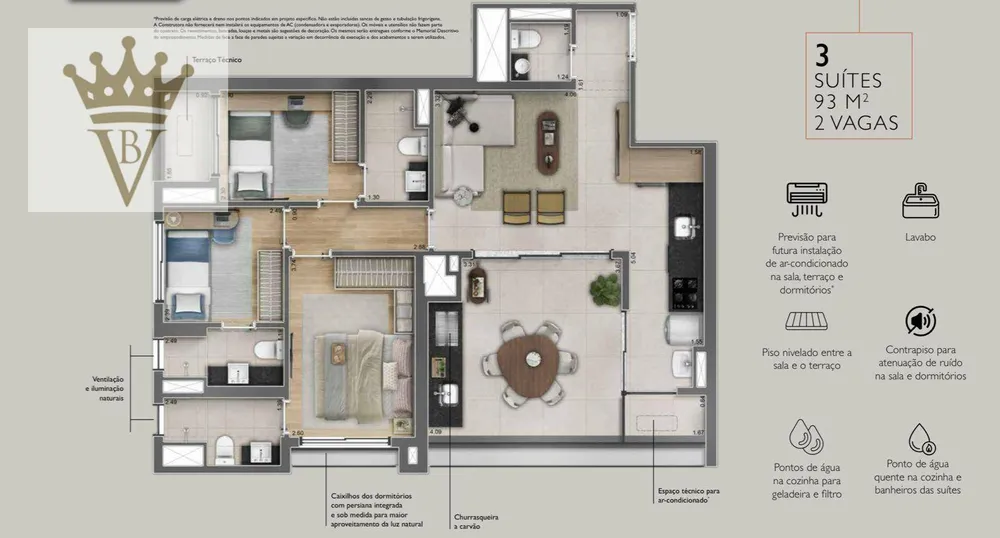 Apartamento, 3 quartos, 93 m² - Foto 2