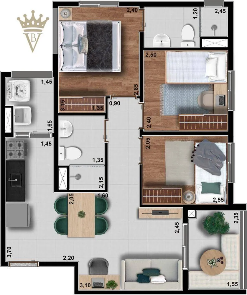Apartamento, 3 quartos, 55 m² - Foto 12