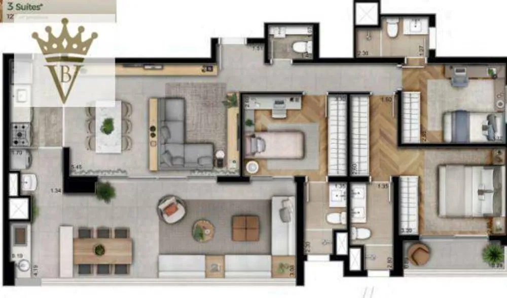 Apartamento, 3 quartos, 127 m² - Foto 2