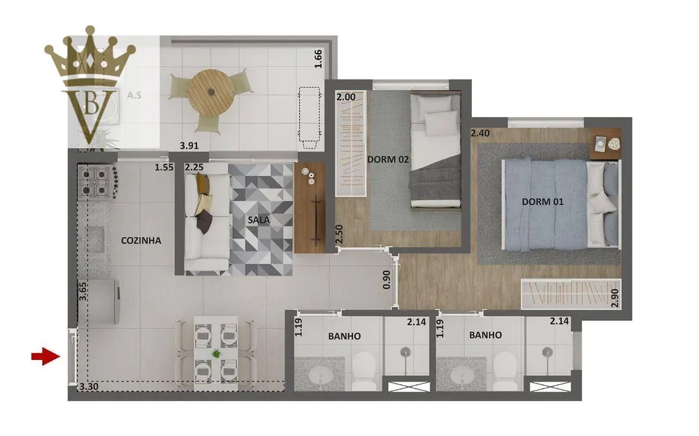 Apartamento, 2 quartos, 45 m² - Foto 12