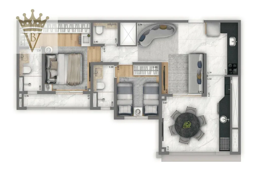Apartamento, 2 quartos, 74 m² - Foto 12