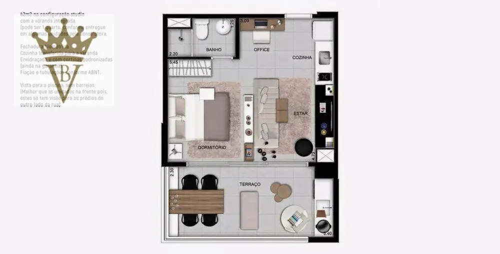 Kitnet-Studio, 42 m² - Foto 2