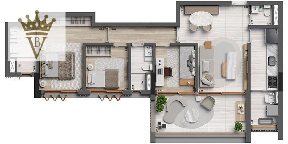Apartamento, 3 quartos, 91 m² - Foto 1